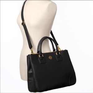 Tory Burch large double zipper Robinson bag